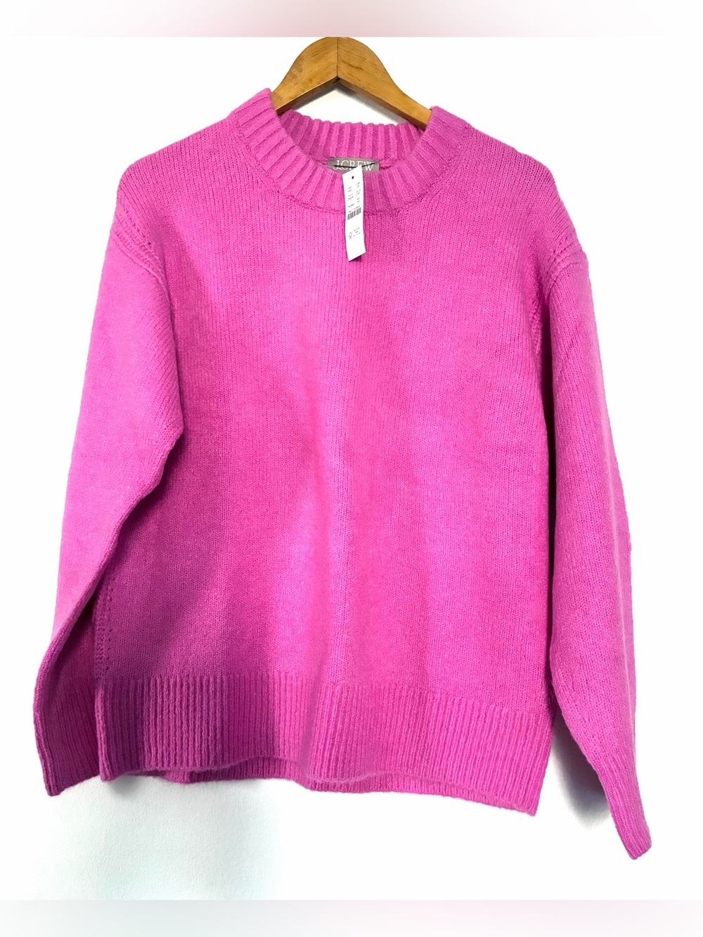 J. Crew Relaxed crewneck pullover Bright Pink.Oversized fit. XS.Wool blend.NWT.